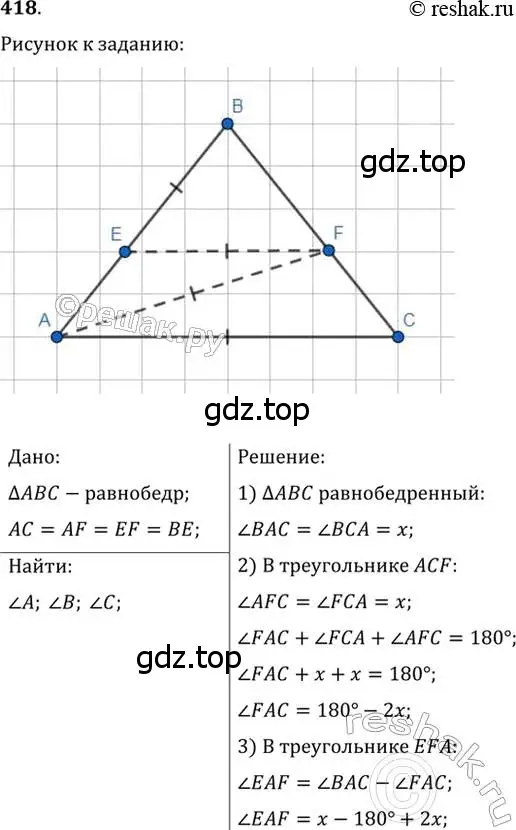Решение 2. номер 418 (страница 110) гдз по геометрии 7 класс Мерзляк, Полонский, учебник