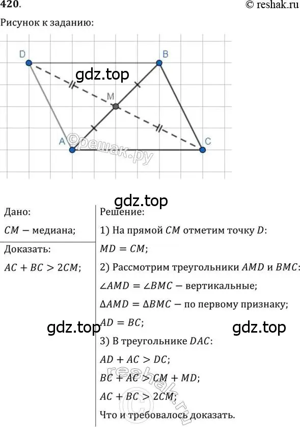 Решение 2. номер 420 (страница 110) гдз по геометрии 7 класс Мерзляк, Полонский, учебник
