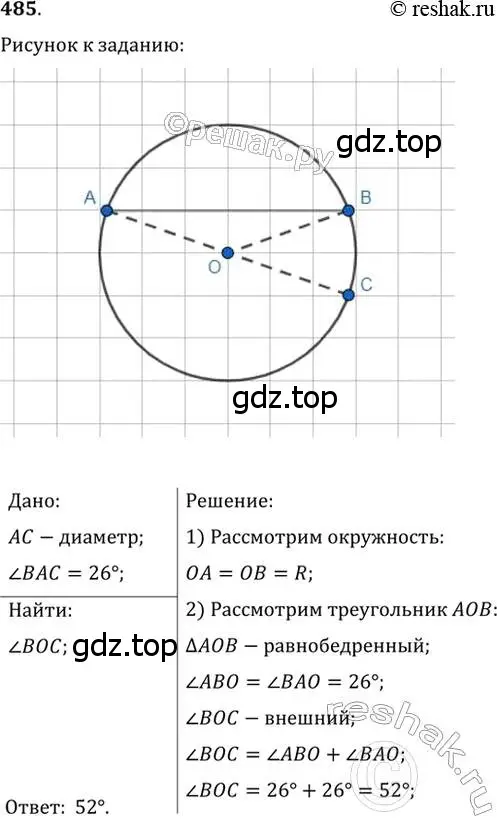 Решение 2. номер 485 (страница 129) гдз по геометрии 7 класс Мерзляк, Полонский, учебник