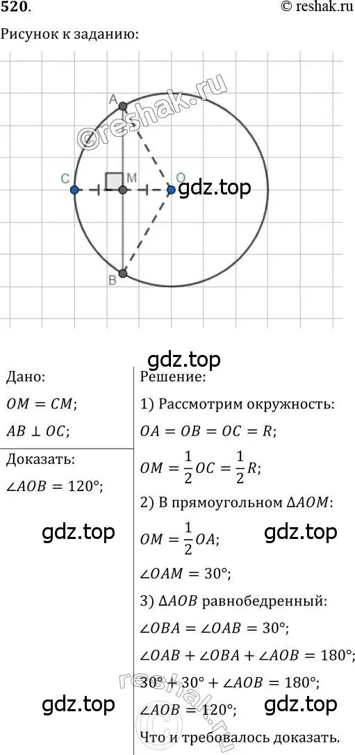 Решение 2. номер 520 (страница 135) гдз по геометрии 7 класс Мерзляк, Полонский, учебник