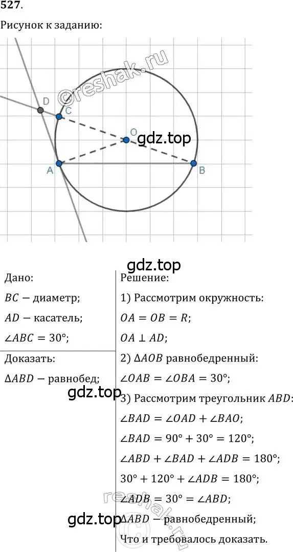 Решение 2. номер 527 (страница 136) гдз по геометрии 7 класс Мерзляк, Полонский, учебник