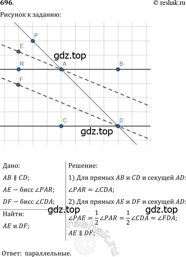 Решение 2. номер 696 (страница 175) гдз по геометрии 7 класс Мерзляк, Полонский, учебник