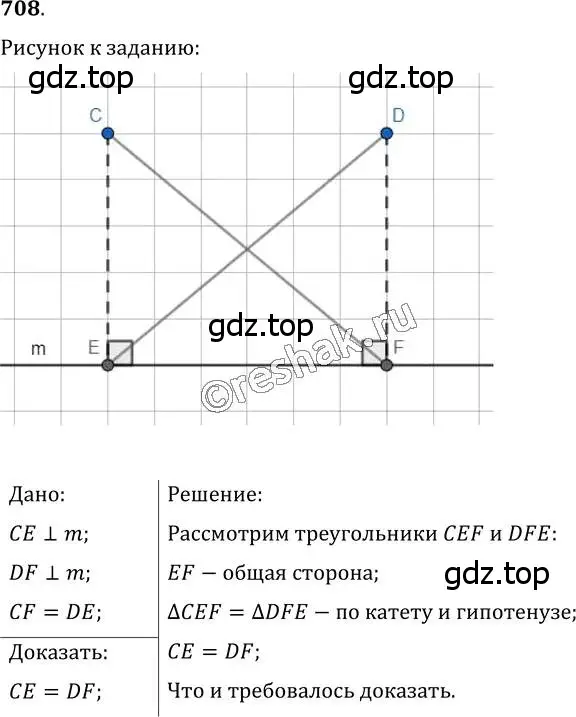 Решение 2. номер 708 (страница 176) гдз по геометрии 7 класс Мерзляк, Полонский, учебник