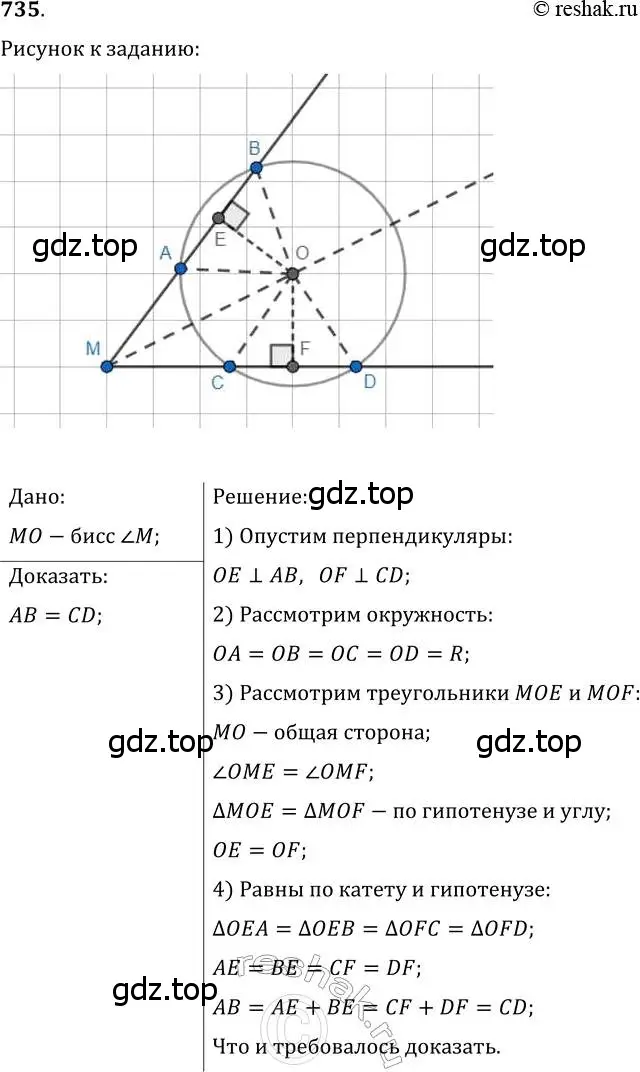 Решение 2. номер 735 (страница 178) гдз по геометрии 7 класс Мерзляк, Полонский, учебник