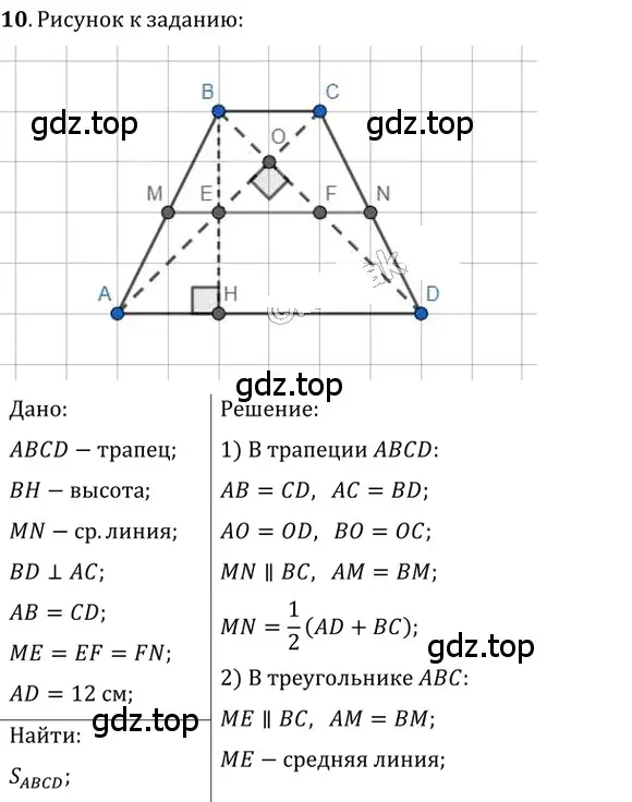 Решение 2. номер 10 (страница 170) гдз по геометрии 8 класс Мерзляк, Полонский, учебник