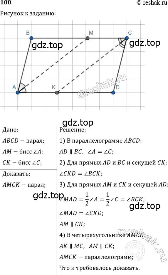 Решение 2. номер 100 (страница 25) гдз по геометрии 8 класс Мерзляк, Полонский, учебник
