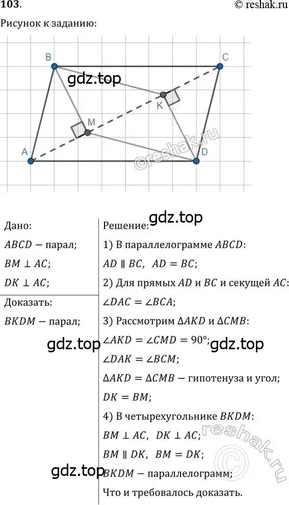 Решение 2. номер 103 (страница 26) гдз по геометрии 8 класс Мерзляк, Полонский, учебник