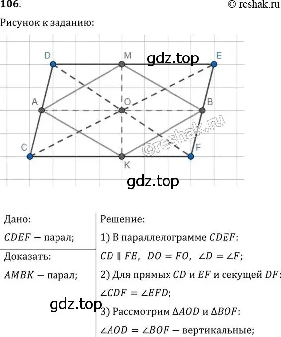 Решение 2. номер 106 (страница 26) гдз по геометрии 8 класс Мерзляк, Полонский, учебник