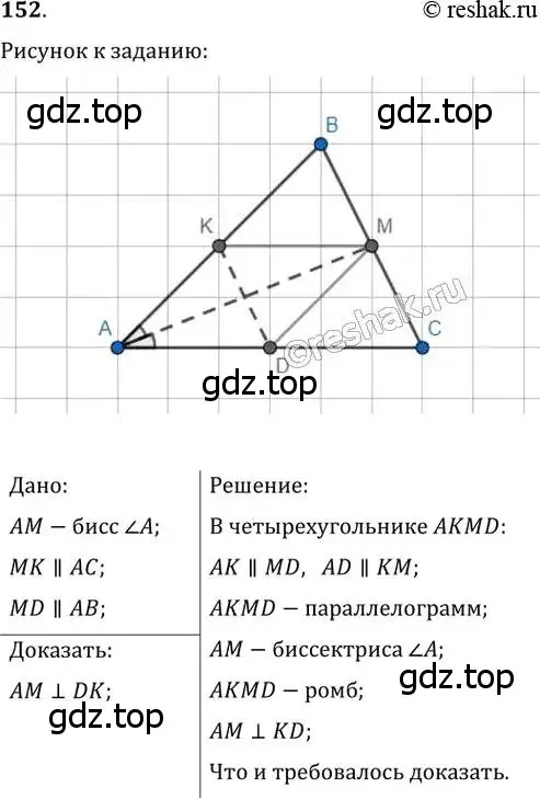 Решение 2. номер 152 (страница 35) гдз по геометрии 8 класс Мерзляк, Полонский, учебник
