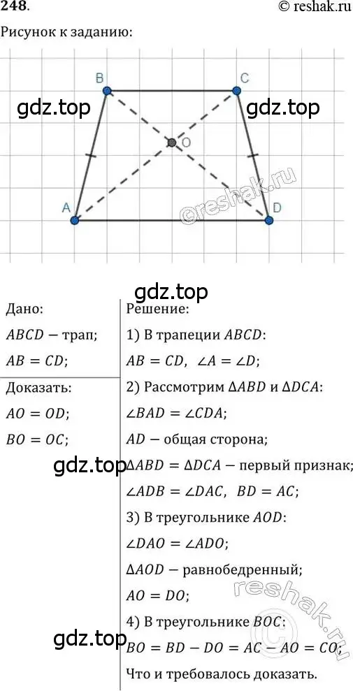 Решение 2. номер 248 (страница 49) гдз по геометрии 8 класс Мерзляк, Полонский, учебник