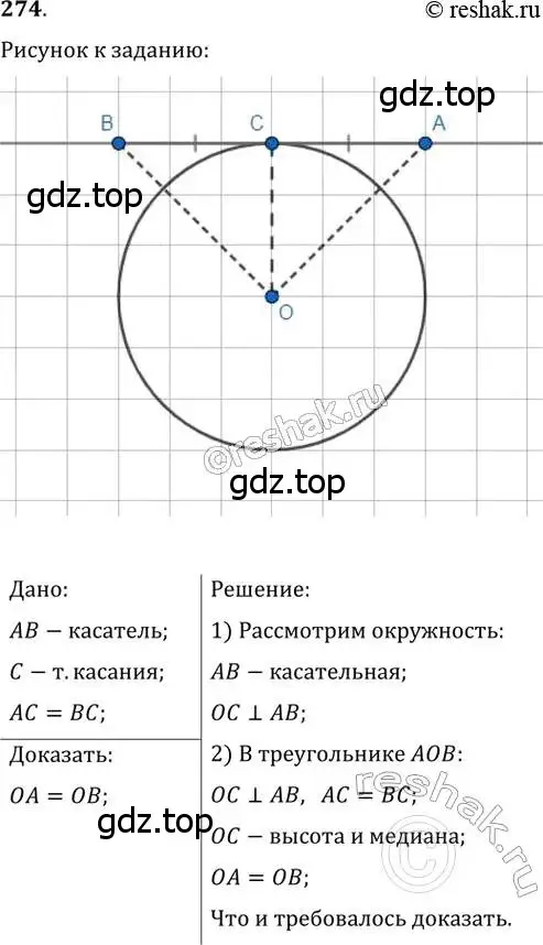 Решение 2. номер 274 (страница 51) гдз по геометрии 8 класс Мерзляк, Полонский, учебник