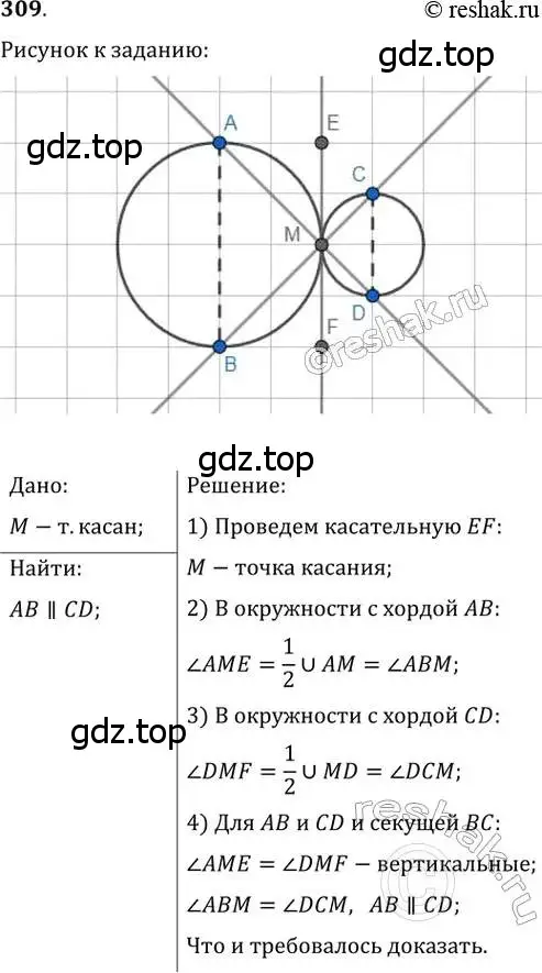 Решение 2. номер 309 (страница 59) гдз по геометрии 8 класс Мерзляк, Полонский, учебник