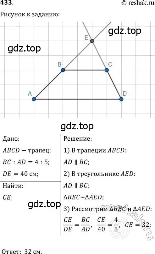 Решение 2. номер 433 (страница 87) гдз по геометрии 8 класс Мерзляк, Полонский, учебник