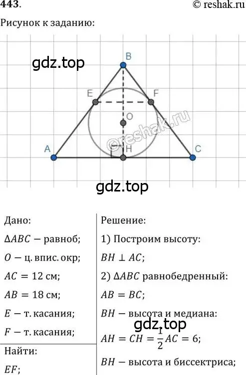 Решение 2. номер 443 (страница 88) гдз по геометрии 8 класс Мерзляк, Полонский, учебник