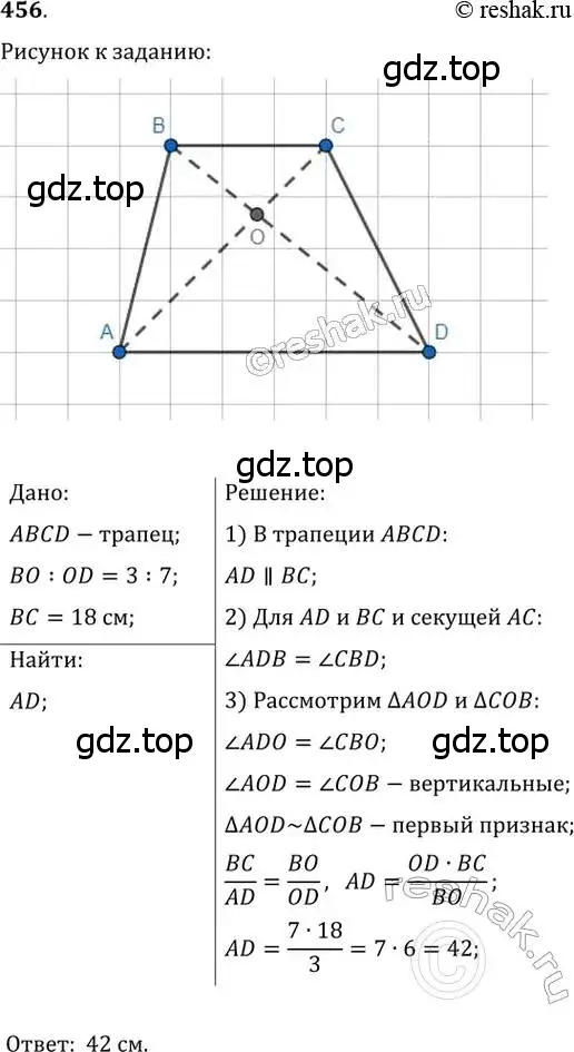 Решение 2. номер 456 (страница 93) гдз по геометрии 8 класс Мерзляк, Полонский, учебник