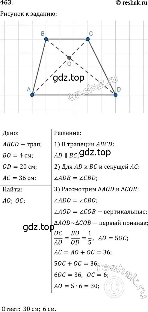 Решение 2. номер 463 (страница 93) гдз по геометрии 8 класс Мерзляк, Полонский, учебник