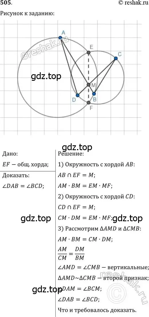 Решение 2. номер 505 (страница 104) гдз по геометрии 8 класс Мерзляк, Полонский, учебник