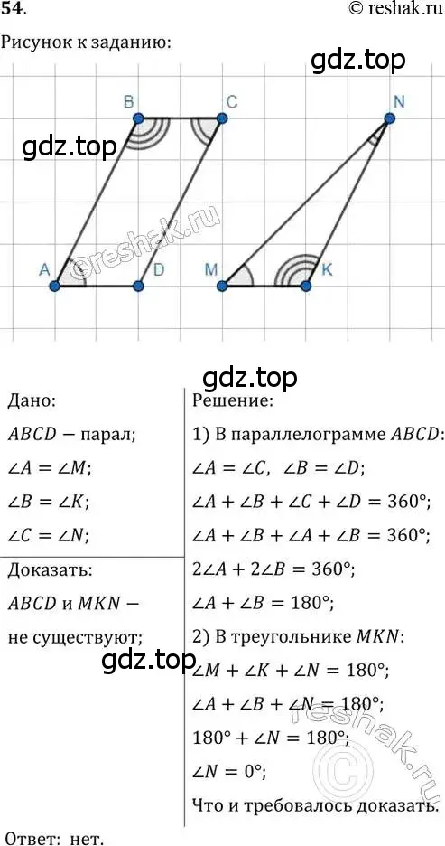 Решение 2. номер 54 (страница 18) гдз по геометрии 8 класс Мерзляк, Полонский, учебник