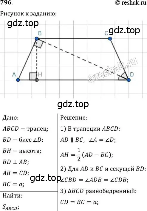 Решение 2. номер 796 (страница 161) гдз по геометрии 8 класс Мерзляк, Полонский, учебник