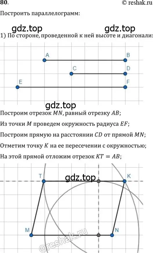 Решение 2. номер 80 (страница 20) гдз по геометрии 8 класс Мерзляк, Полонский, учебник