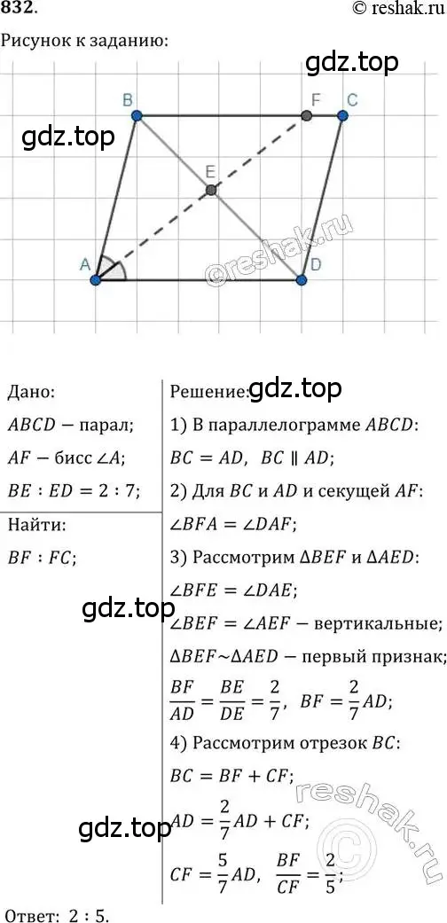 Решение 2. номер 832 (страница 180) гдз по геометрии 8 класс Мерзляк, Полонский, учебник