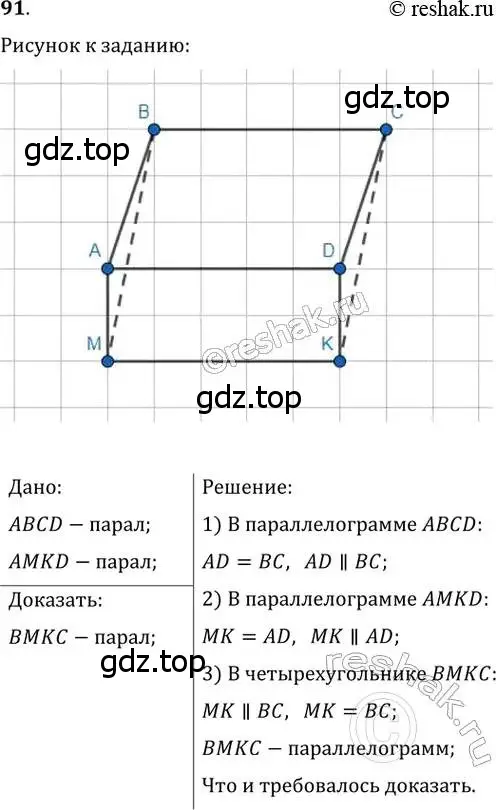 Решение 2. номер 91 (страница 24) гдз по геометрии 8 класс Мерзляк, Полонский, учебник