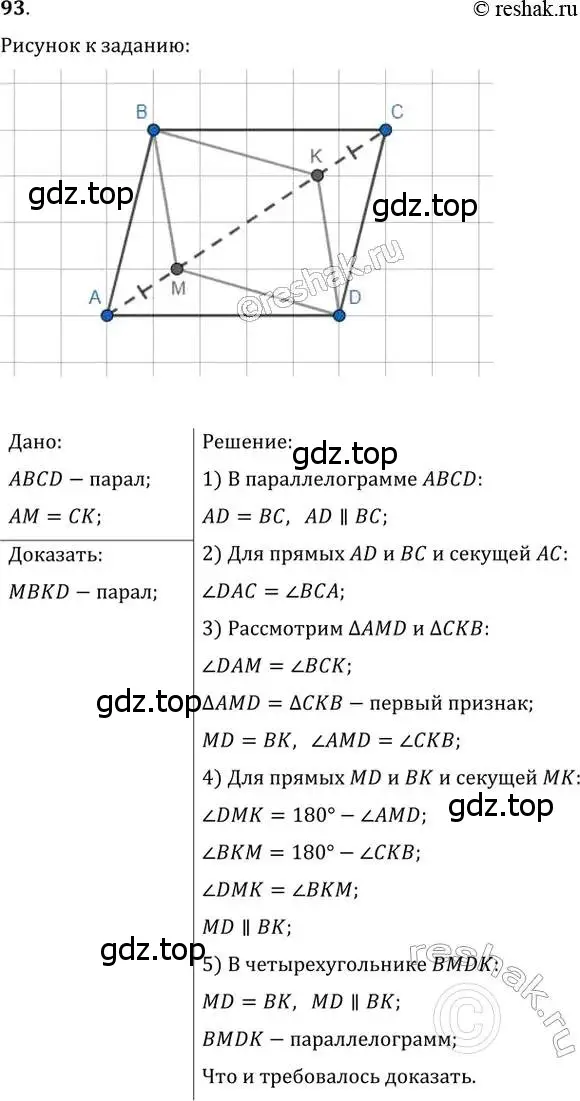 Решение 2. номер 93 (страница 25) гдз по геометрии 8 класс Мерзляк, Полонский, учебник