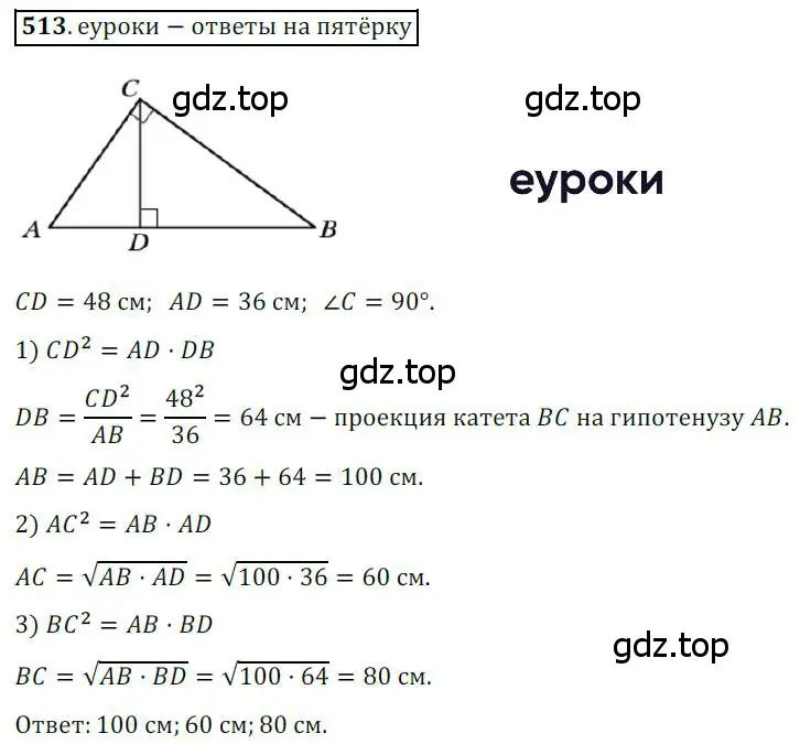 Решение 3. номер 513 (страница 113) гдз по геометрии 8 класс Мерзляк, Полонский, учебник