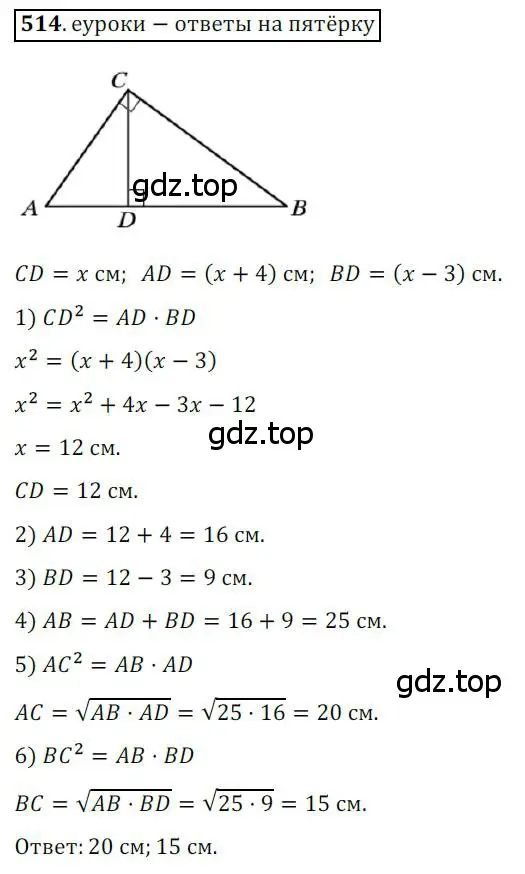 Решение 3. номер 514 (страница 113) гдз по геометрии 8 класс Мерзляк, Полонский, учебник