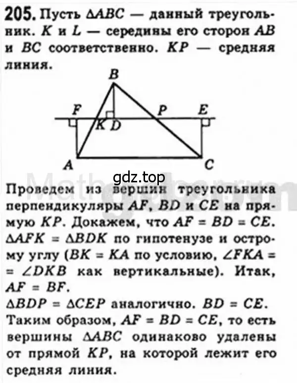 Решение 4. номер 205 (страница 42) гдз по геометрии 8 класс Мерзляк, Полонский, учебник