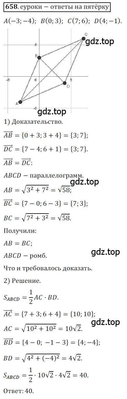 Решение 3. номер 658 (страница 159) гдз по геометрии 9 класс Мерзляк, Полонский, учебник