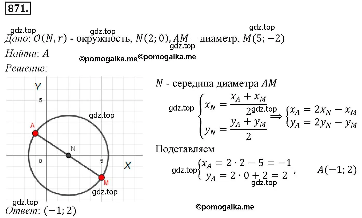 Решение 4. номер 871 (страница 221) гдз по геометрии 9 класс Мерзляк, Полонский, учебник