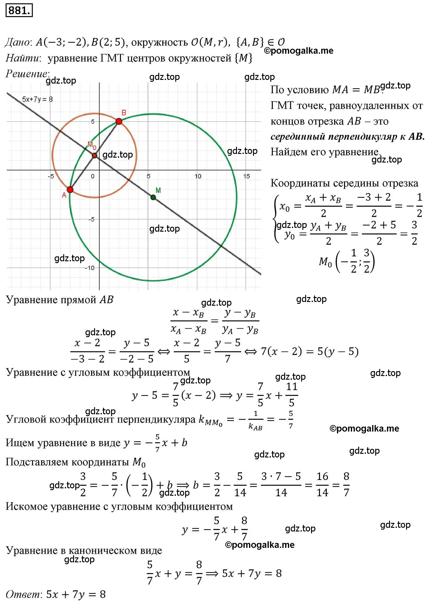 Решение 4. номер 881 (страница 222) гдз по геометрии 9 класс Мерзляк, Полонский, учебник