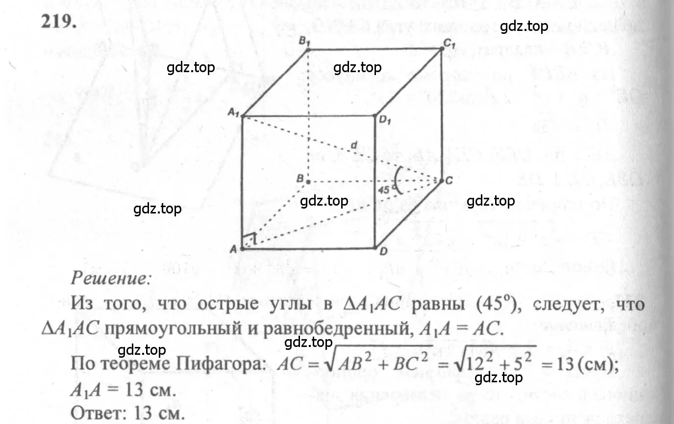 Решение 3. номер 219 (страница 70) гдз по геометрии 10-11 класс Атанасян, Бутузов, учебник