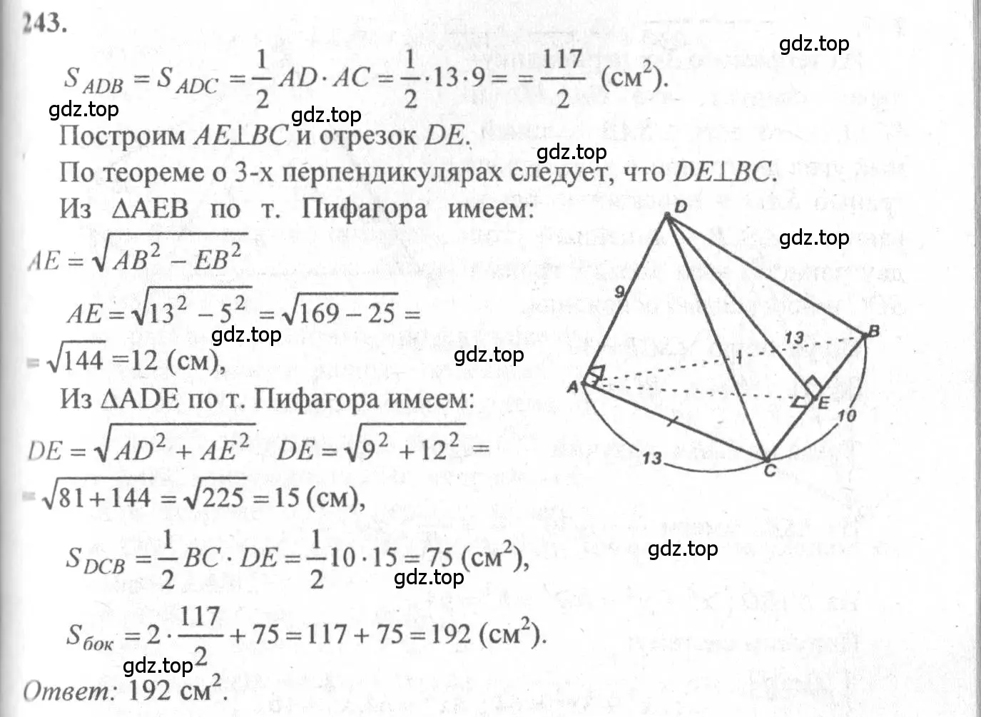 Решение 3. номер 243 (страница 76) гдз по геометрии 10-11 класс Атанасян, Бутузов, учебник