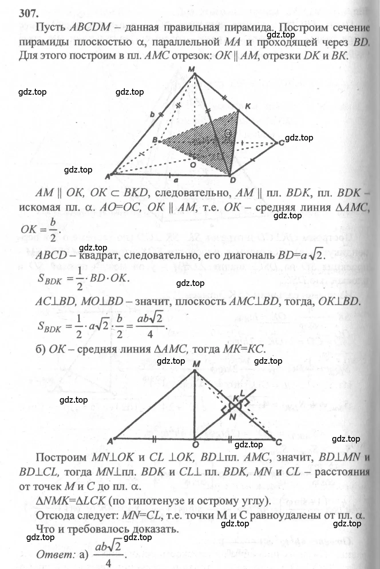 Решение 3. номер 307 (страница 87) гдз по геометрии 10-11 класс Атанасян, Бутузов, учебник