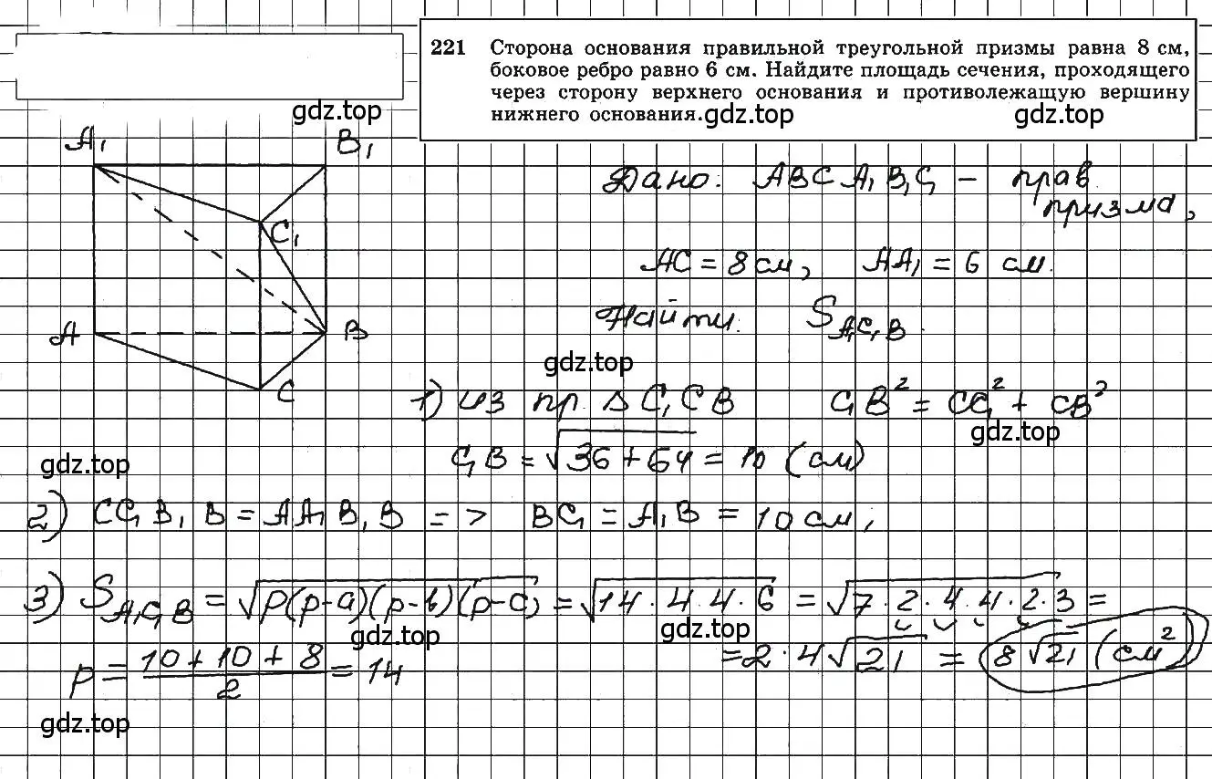 Решение 5. номер 221 (страница 71) гдз по геометрии 10-11 класс Атанасян, Бутузов, учебник