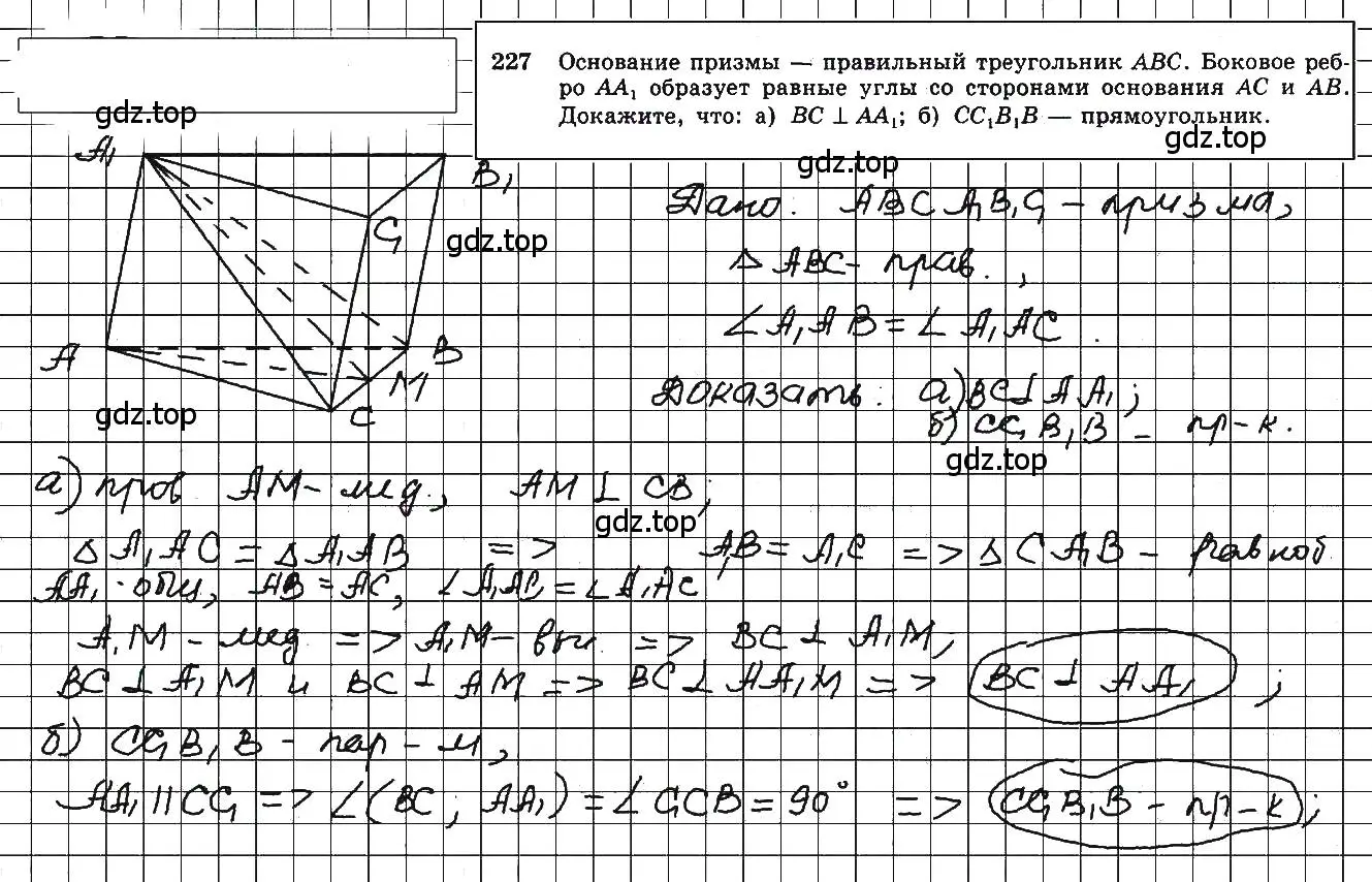 Решение 5. номер 227 (страница 71) гдз по геометрии 10-11 класс Атанасян, Бутузов, учебник