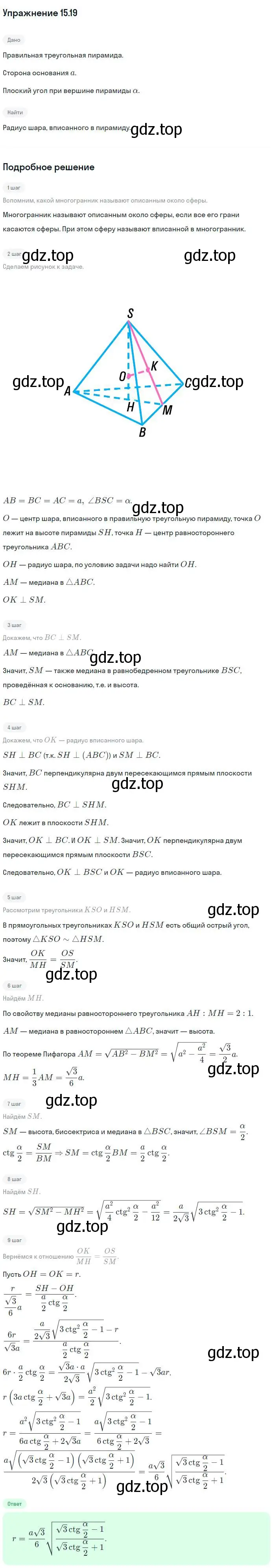 Решение номер 19 (страница 115) гдз по геометрии 11 класс Мерзляк, Номировский, учебник