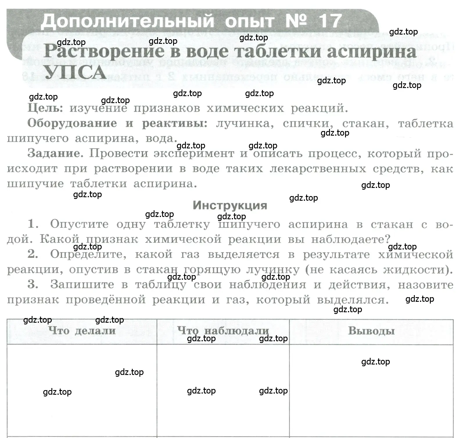 Условие номер Дополнительный опыт № 17 (страница 88) гдз по химии 7 класс Габриелян, Аксенова, тетрадь для лабораторных и практических работ