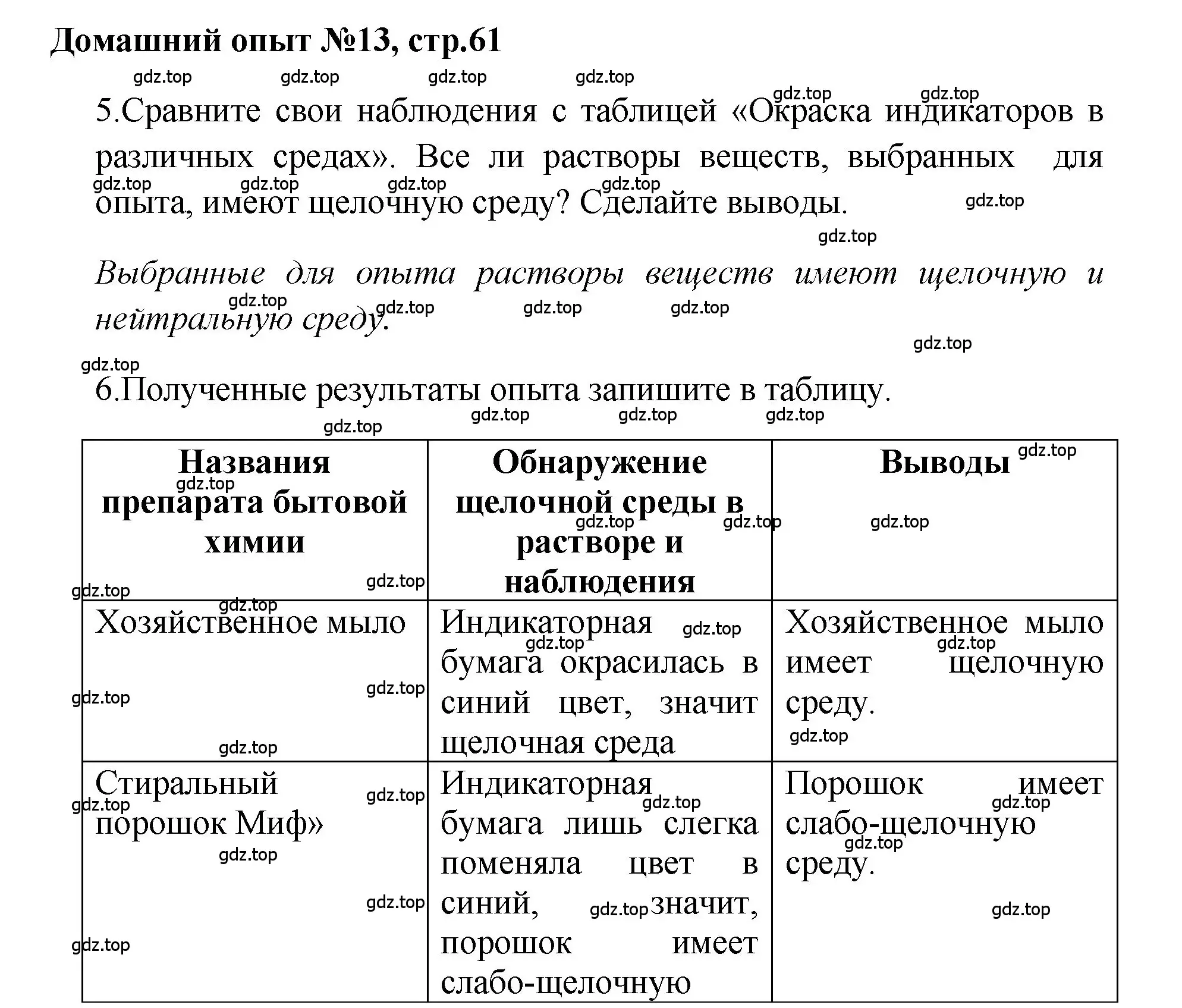 Решение номер Домашний опыт № 13 (страница 61) гдз по химии 7 класс Габриелян, Аксенова, тетрадь для лабораторных и практических работ