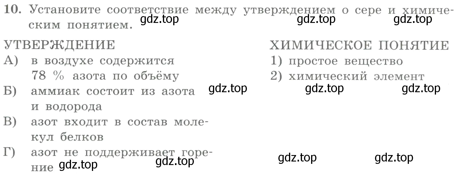 Условие номер 10 (страница 19) гдз по химии 8 класс Габриелян, Лысова, проверочные и контрольные работы