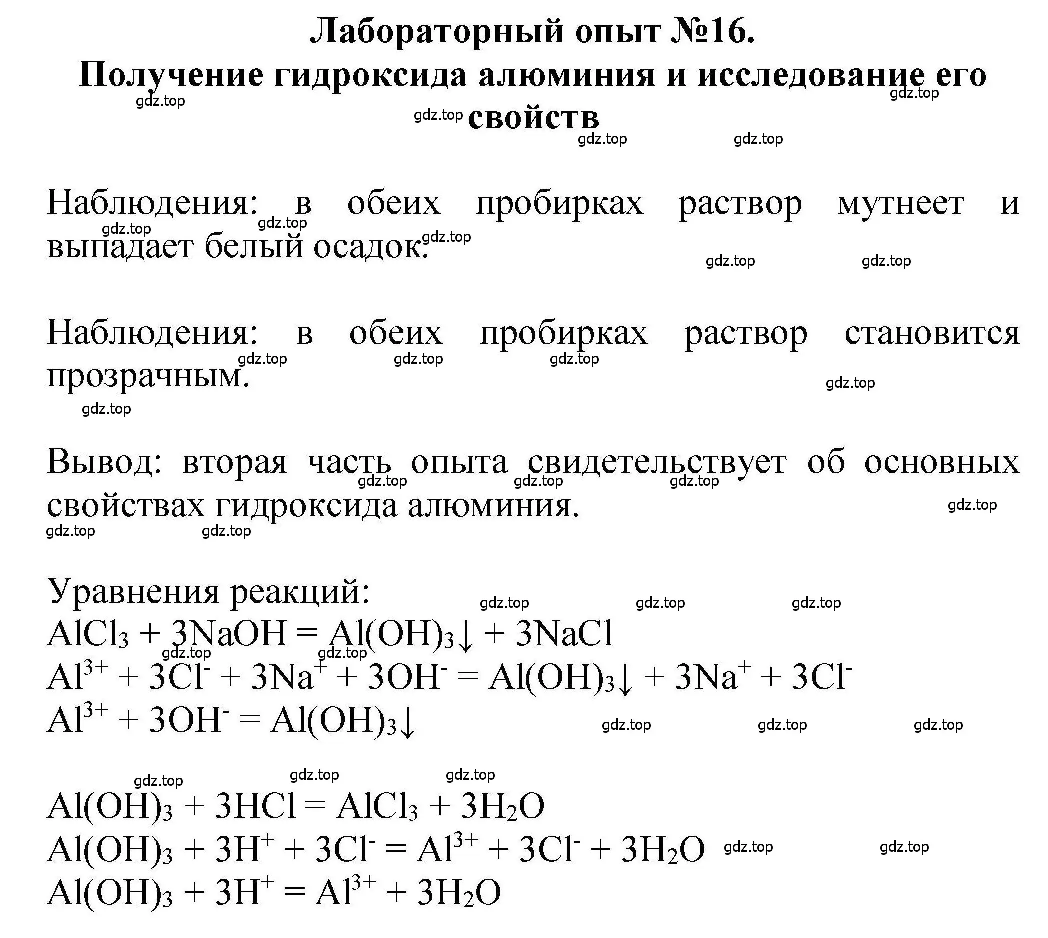 Решение  Лабораторный опыт №16 (страница 100) гдз по химии 9 класс Габриелян, учебное пособие