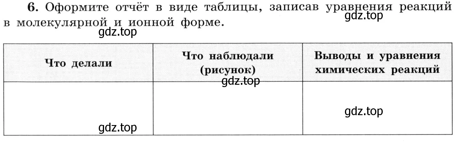 Условие номер 6 (страница 58) гдз по химии 9 класс Габриелян, Аксенова, тетрадь для лабораторных опытов и практических работ