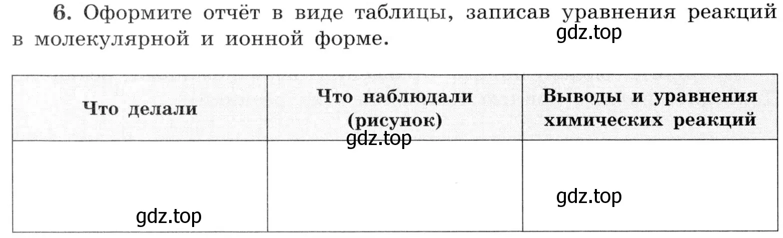 Условие номер 6 (страница 60) гдз по химии 9 класс Габриелян, Аксенова, тетрадь для лабораторных опытов и практических работ