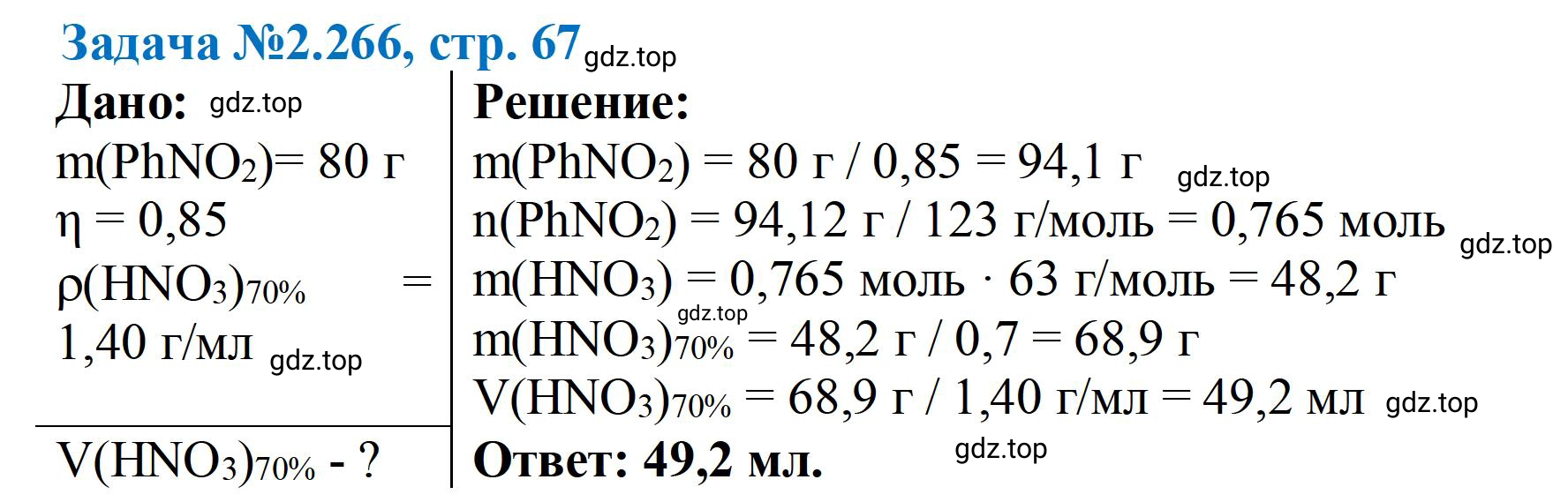 Решение номер 266 (страница 67) гдз по химии 10-11 класс Ерёмин, Дроздов, задачник