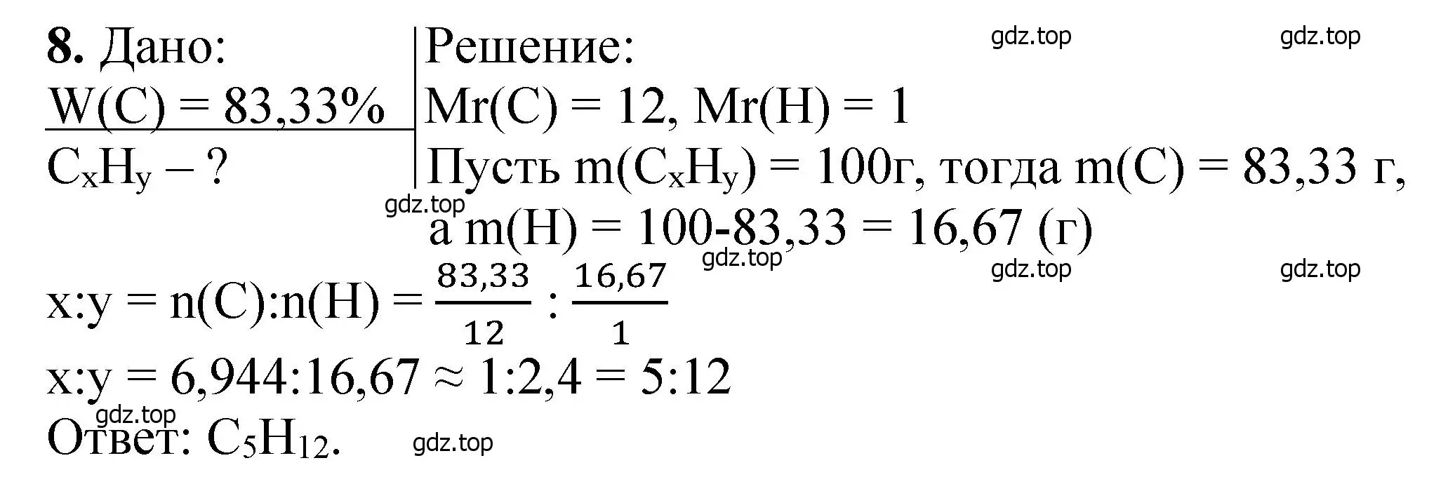 Решение номер 8 (страница 94) гдз по химии 10 класс Ерёмин, Кузьменко, учебник