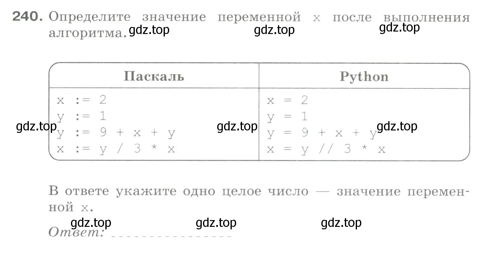 Условие номер 240 (страница 92) гдз по информатике 8 класс Босова, Босова, рабочая тетрадь 2 часть