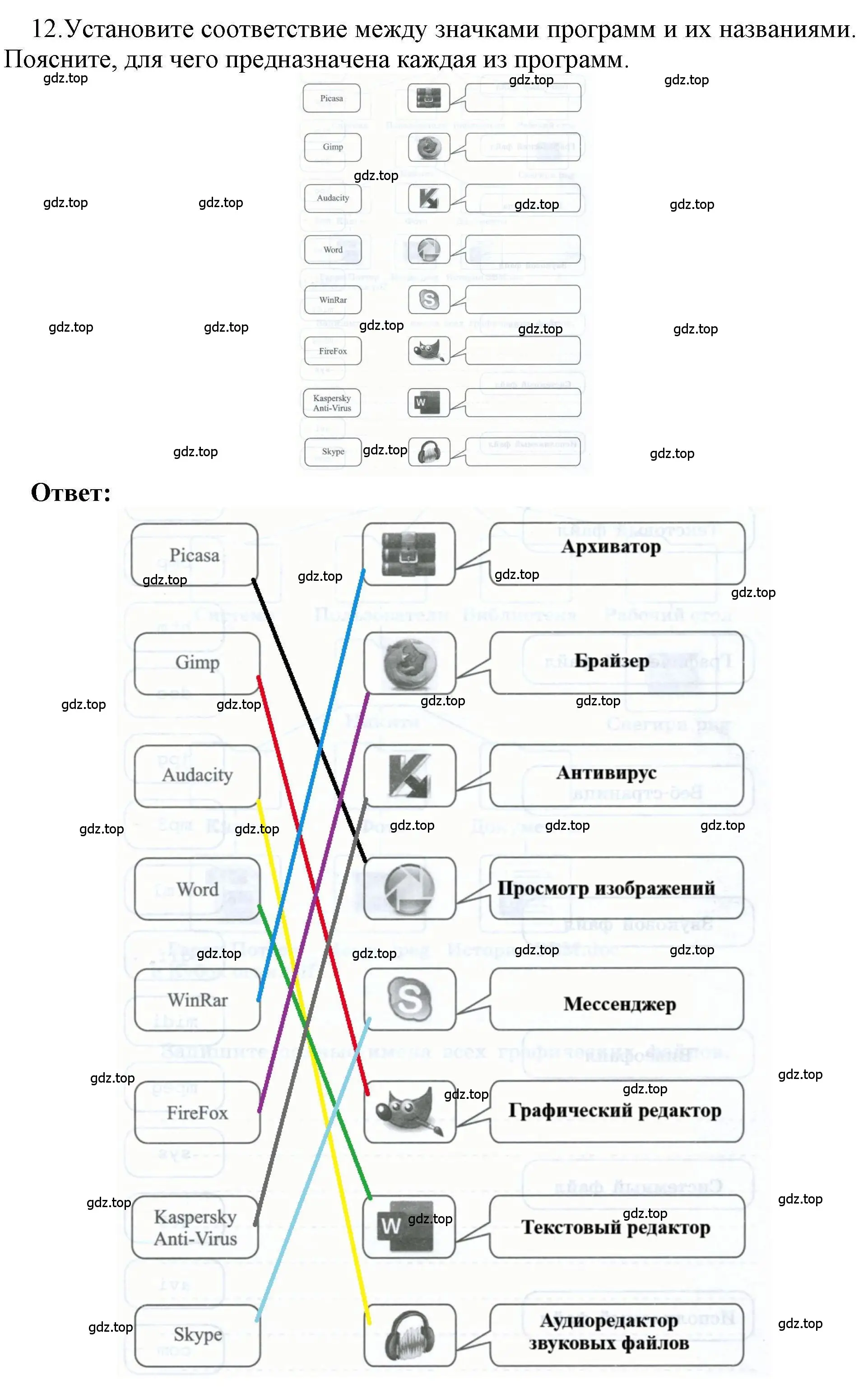 Решение номер 12 (страница 11) гдз по информатике 8 класс Босова, Босова, рабочая тетрадь 1 часть