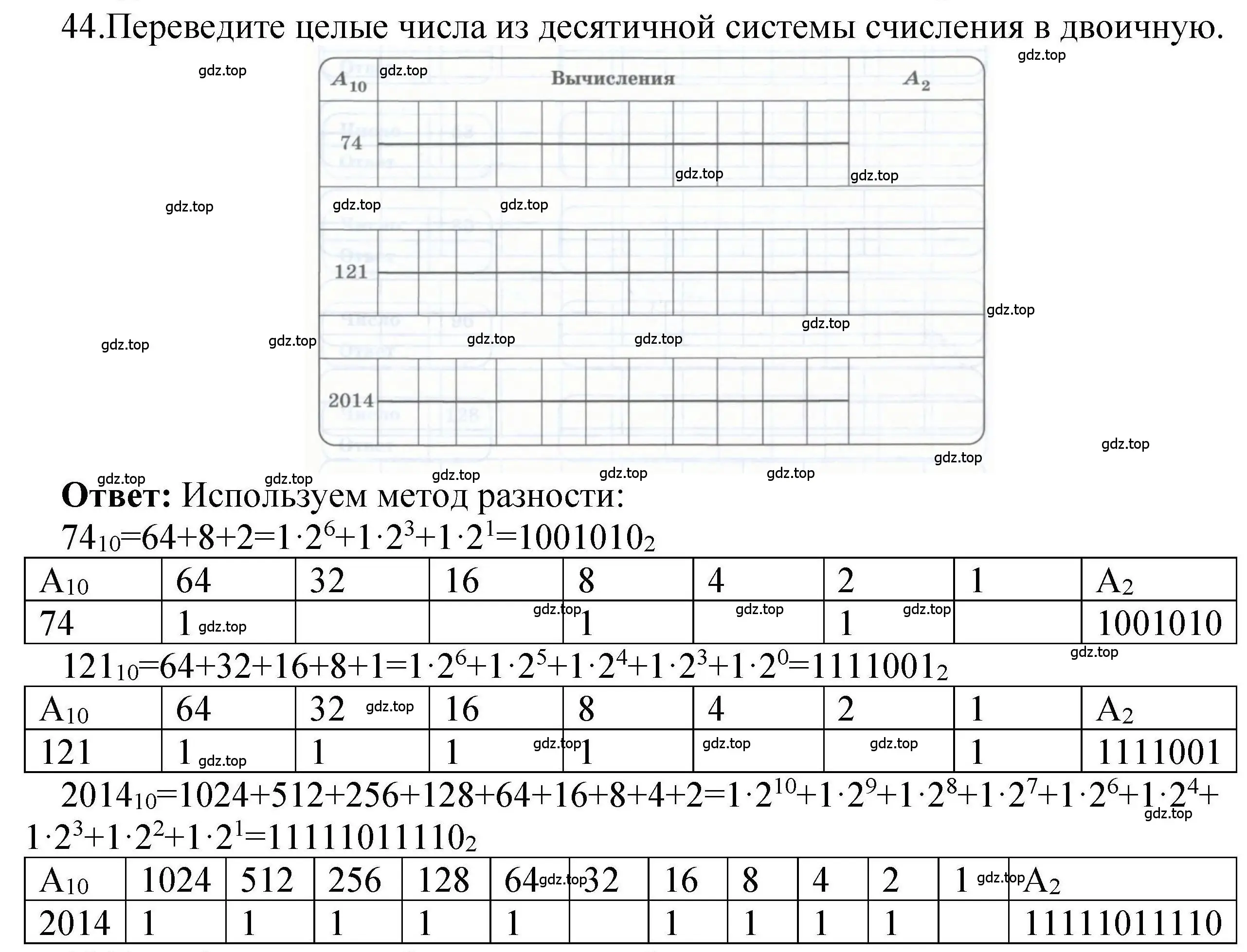 Решение номер 44 (страница 29) гдз по информатике 8 класс Босова, Босова, рабочая тетрадь 1 часть